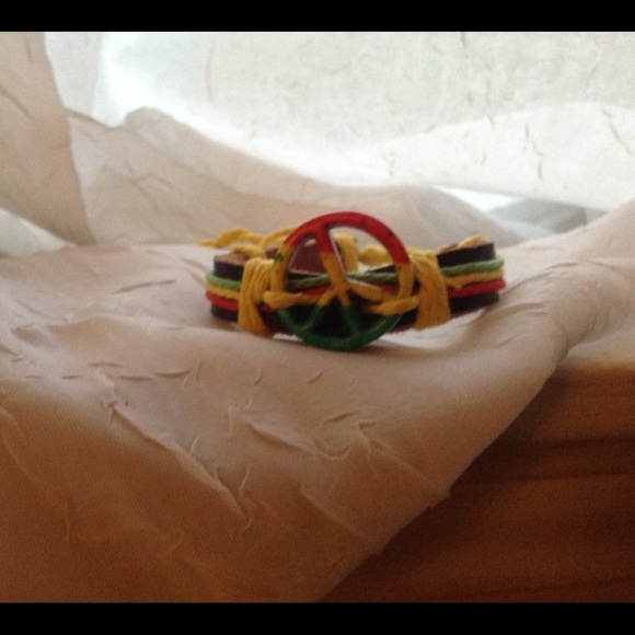 Bracelet red gold green rasta peace - Picture 2 of 3